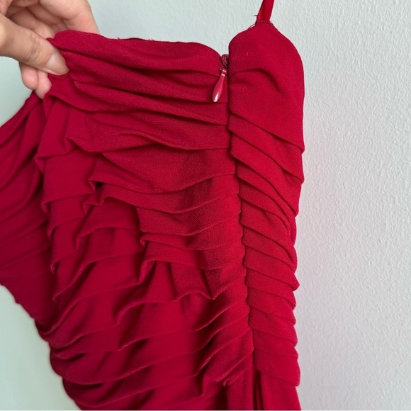 Calvin Klein Vintage Red Drape Strapless Evening Dress Size 12 - Picture 9 of 10